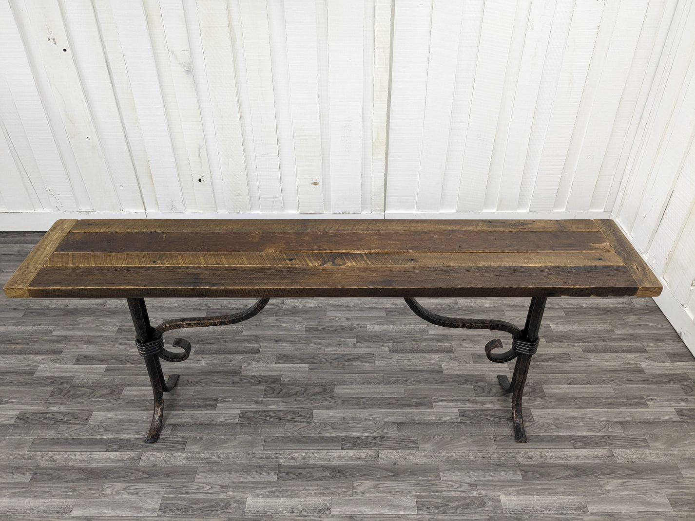 16" x 80" Reclaimed Barnwood Bench Seat / Console Table Top Gable